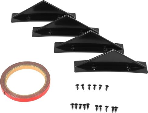 Kuafu 4pcs Universal خلفية خلفية الصدمات الفخامة شفة الناشر زعانف القرش أغطية المفسد أغطية الزخرفة مجموعة ABS بلاستيك أسود in Saudi Arabia