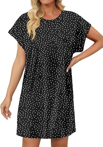 KISSMODA Womens Summer T Shirt Dress Casual Short Sleeve Beach Cover Up Tunic Tops with Pockets in Kuwait