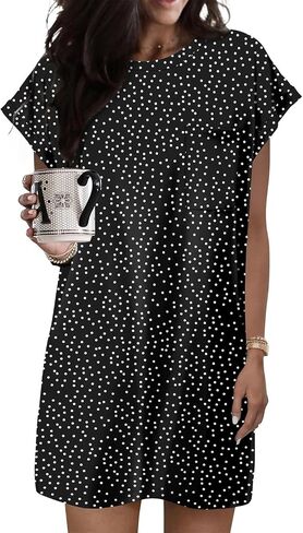 KISSMODA Womens Summer T Shirt Dress Casual Short Sleeve Beach Cover Up Tunic Tops with Pockets in Kuwait