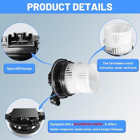 محرك منفاخ سخان HVAC مع محرك بدون فرش - متوافق مع مركبات لكزس ومازدا - ES300H/ES350 2019-2024 ، ES250 ، RX350 ، CX -9 2016-2023 - استبدال# 700344 ، الجانب الأمامي in Saudi Arabia