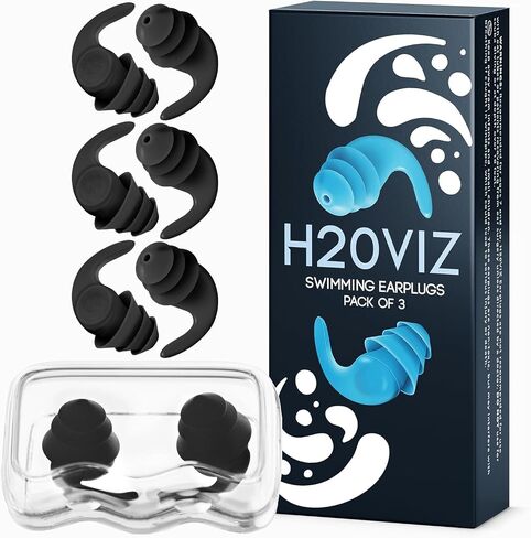 Pro Swim Ear Plugs | Waterproof, Reusable Silicone Earplugs for Swimming, Surfing, Snorkeling & All Water Sports (Green, Blue, Coral, 3 Pairs) in Saudi Arabia