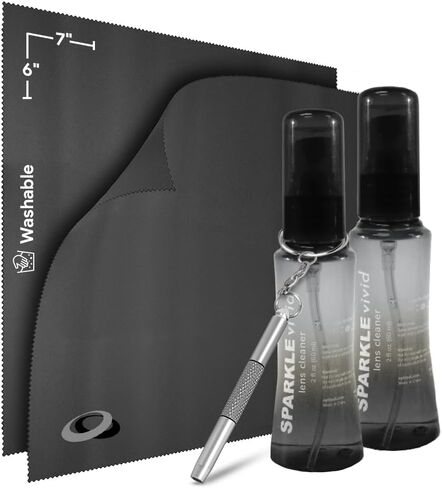 Sparkle Vivid Anti-Reflective Safe Lens Cleaner & Repair Kit – (2) 2oz Glasses Cleaner Spray, (2) Microfiber Cloth & Keychain Screwdriver for Eyeglasses, Sunglasses, Lenses & Screens (5 Piece Set) in Saudi Arabia