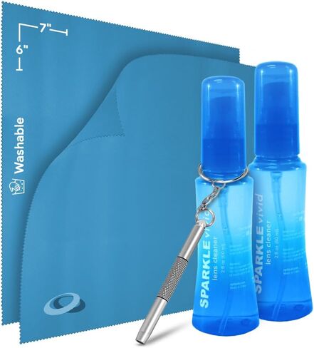 Sparkle Vivid Anti-Reflective Safe Lens Cleaner & Repair Kit – (2) 2oz Glasses Cleaner Spray, (2) Microfiber Cloth & Keychain Screwdriver for Eyeglasses, Sunglasses, Lenses & Screens (5 Piece Set) in Kuwait