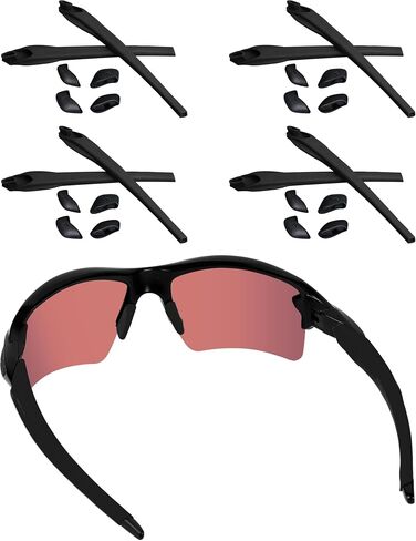 Acefrog 2 Pairs Upgraded Replacement Temple Sleeve Earsocks Nose Pads Kit for Oakley Flak 2.0, Flak 2.0 XL, Flak 2.0 Vented, Flak 2.0 XL Vented Sunglasses, Perfectly Fit, Black Kit in Saudi Arabia
