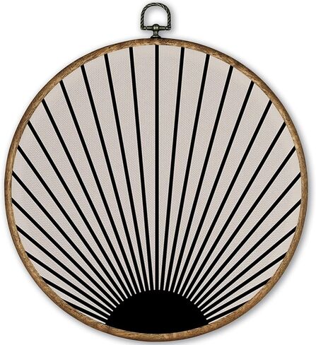 TLESKE Orange Boho Sun Round Wall Art Decor, Bohemian Sunshine Framed Canvas Prints Wall Art Artwork, Abstract Minimalist Wall Hanging Room Door Decor Decorations for Bedroom Living Room 10x10in in Saudi Arabia