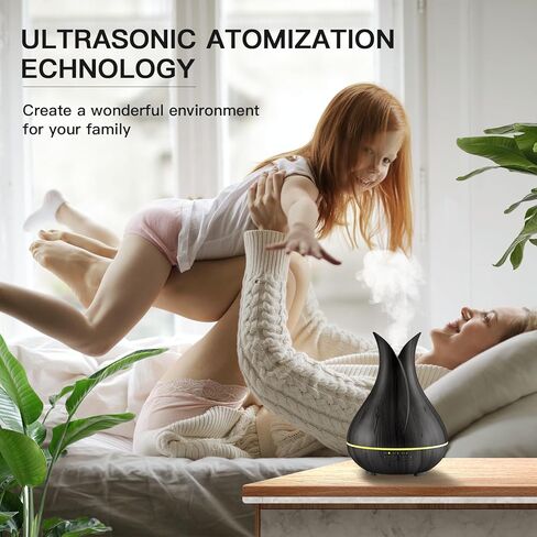 ناشرات الزيت الأساسي ، ناشر العطرية الصغيرة اللطيفة مع 3 أجهزة توقيت ＆ 7 الضوء المحيط ، ناشر زيت فائق الدقة للمكتب المنزلي للغرفة (150 مل) ، الخشب الداكن in Kuwait