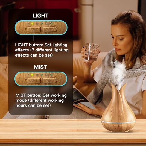 ناشرات الزيت الأساسي ، ناشر العطرية الصغيرة اللطيفة مع 3 أجهزة توقيت ＆ 7 الضوء المحيط ، ناشر زيت فائق الدقة للمكتب المنزلي للغرفة (150 مل) ، الخشب الداكن in Kuwait