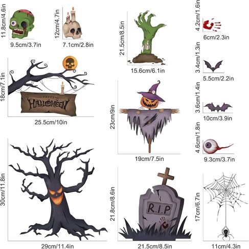 Halloween Window Decals Horror Zombie Axe Halloween Window Stickers Double-Side Static Window Clings Halloween Decorations for Home Party Decor Supplies in Saudi Arabia