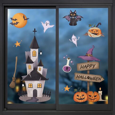 Halloween Window Decals Horror Zombie Axe Halloween Window Stickers Double-Side Static Window Clings Halloween Decorations for Home Party Decor Supplies in Saudi Arabia