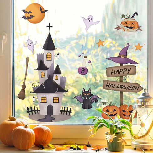 Halloween Window Decals Horror Zombie Axe Halloween Window Stickers Double-Side Static Window Clings Halloween Decorations for Home Party Decor Supplies in Saudi Arabia