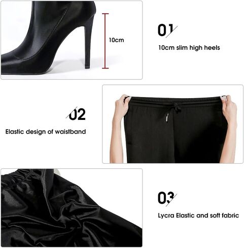 Pull On Legging Boots for Women Thigh High Stiletto Stretch Heel Boots in Saudi Arabia