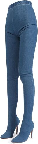 Pull On Legging Boots for Women Thigh High Stiletto Stretch Heel Boots in Saudi Arabia