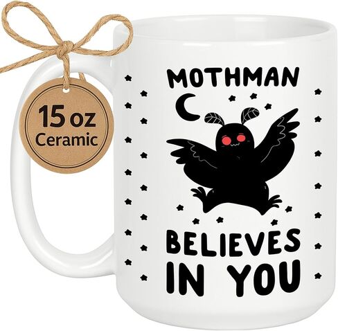 أكواب قهوة LookHUMAN Mothman - أكواب قهوة مضحكة فكاهة للبالغين، فناجين قهوة سيراميك مطبوعة على الوجهين بتصميم محاكاة ساخرة للأغنية، أكواب قهوة مبتكرة آمنة للاستخدام في غسالة الأطباق للنساء والرجال، 15oz in Saudi Arabia