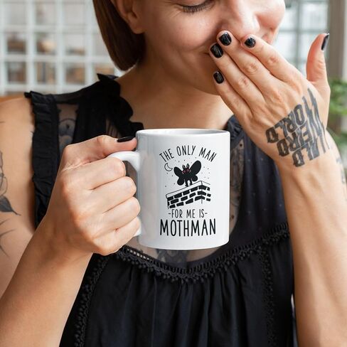 أكواب قهوة LookHUMAN Mothman - أكواب قهوة مضحكة فكاهة للبالغين، فناجين قهوة سيراميك مطبوعة على الوجهين بتصميم محاكاة ساخرة للأغنية، أكواب قهوة مبتكرة آمنة للاستخدام في غسالة الأطباق للنساء والرجال، 15oz in Saudi Arabia