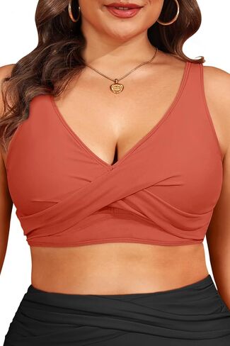 Plus Size Bikini Top Only - Large Bust Swim Top Swim Bra Bathing Suit Top 2025 Swimsuits Top Black Floral 20W in Saudi Arabia