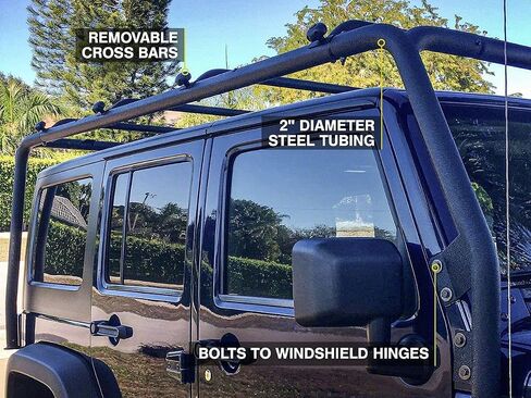 رف سقف الحاجز. أسود محكم متوافق مع 07-18 Jeep Wrangler JK 4 أبواب in Saudi Arabia