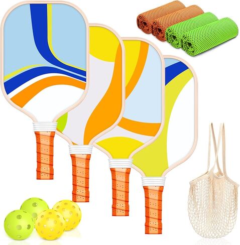 مجاذيف Pickleball مع حقيبة Pickleball، مجموعة كرة Pickleball من الألياف الزجاجية خفيفة الوزن معتمدة من الولايات المتحدة الأمريكية مكونة من 2 مع 6 كرات Pickleball، ومضارب Pickleball مع هدايا قبضة مريحة للنساء والرجال المبتدئين المحترفين in Kuwait