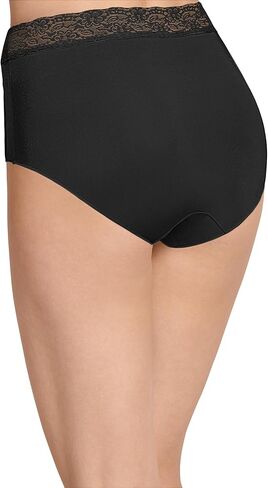 ملابس داخلية نسائية من Jockey بدون خط اللباس الداخلي Promise Tactel Lace Hip، أسود، 7 in Kuwait