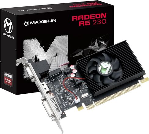 بطاقة الرسومات maxsun AMD Radeon R5 220 2GB GPU (DVI-I، HDMI، VGA) - جاهزة للملف الشخصي المنخفض in Kuwait