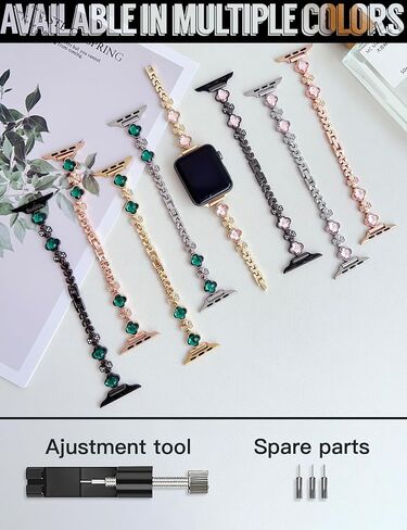 Diamond Bling Band Compatible with Apple Watch Band 38mm 40mm 41mm 42mm 44mm 45mm, Women Luxury Metal Bracelet with Rhinestone Bumper for iWatch Series 9/8/7/SE/6/5/4/3/2/1 in Saudi Arabia