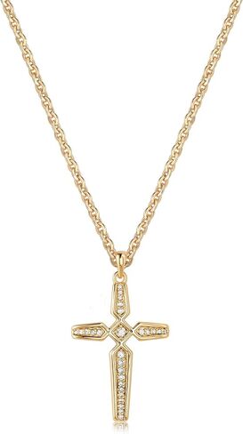 Valloey Rover Cross Necklace for Women,Dainty 14K Real Gold Plated Diamond Cubic Zirconia Cross Crucifix Faith Pendant Necklace Trendy Christian Easter Basket Essentials Stuffers Religious Jewelry Gifts for Women Mom in Kuwait