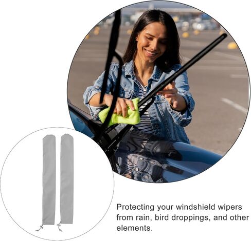 أغطية ممسحة غارنيك 2pcs - 255 × 399 حماة بوليستر مقاومة للماء لـ RV - سيارات سيارات الدفع الرباعي وأغطية ممسحة رمادية للثلوج والطيور. in Kuwait