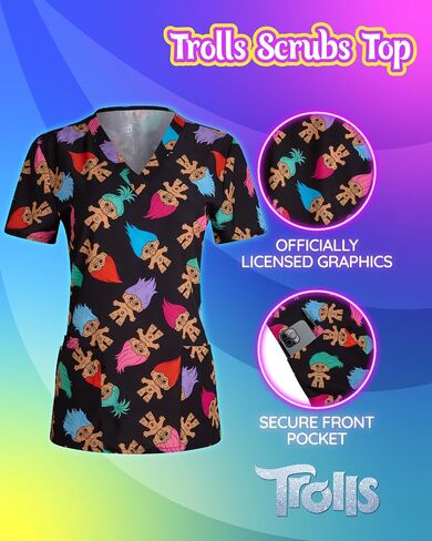 Scrubs Womens - Shrek Trolls Dora The Explorer Minions Bratz The Flintstones Uniform Frys for Women (S -2XL) in Saudi Arabia