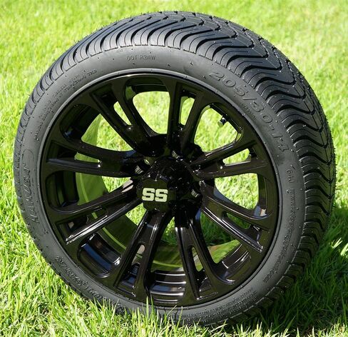 14 "عجلات ألومنيوم أسود من الفودو و 205/30-14 كومبو من إطارات النقطة المنخفضة - مجموعة من 4 in Saudi Arabia