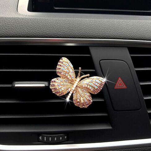 Bling Butterfly Car Air Vent Clip, Cute Rhinestone Air Freshener Clip, Glam SUV Outlet Vent Decorations, Charm Car Inter Decor Accessories for Girls Women (Blue + Purple) in Saudi Arabia