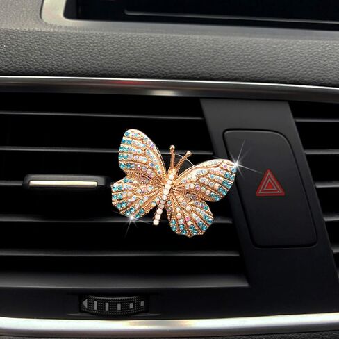 Bling Butterfly Car Air Vent Clip, Cute Rhinestone Air Freshener Clip, Glam SUV Outlet Vent Decorations, Charm Car Inter Decor Accessories for Girls Women (Blue + Purple) in Saudi Arabia