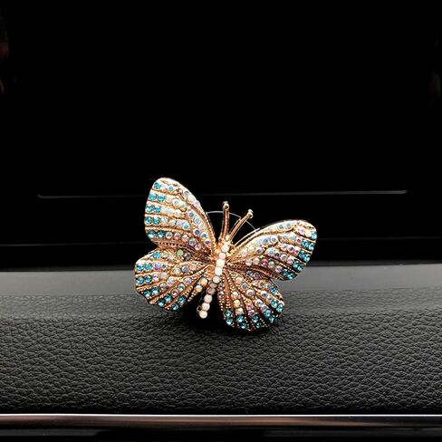 Bling Butterfly Car Air Vent Clip, Cute Rhinestone Air Freshener Clip, Glam SUV Outlet Vent Decorations, Charm Car Inter Decor Accessories for Girls Women (Blue + Purple) in Saudi Arabia