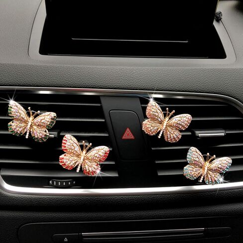 Bling Butterfly Car Air Vent Clip, Cute Rhinestone Air Freshener Clip, Glam SUV Outlet Vent Decorations, Charm Car Inter Decor Accessories for Girls Women (Blue + Purple) in Saudi Arabia