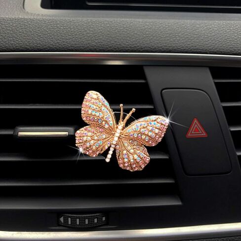 Bling Butterfly Car Air Vent Clip, Cute Rhinestone Air Freshener Clip, Glam SUV Outlet Vent Decorations, Charm Car Inter Decor Accessories for Girls Women (Blue + Purple) in Saudi Arabia