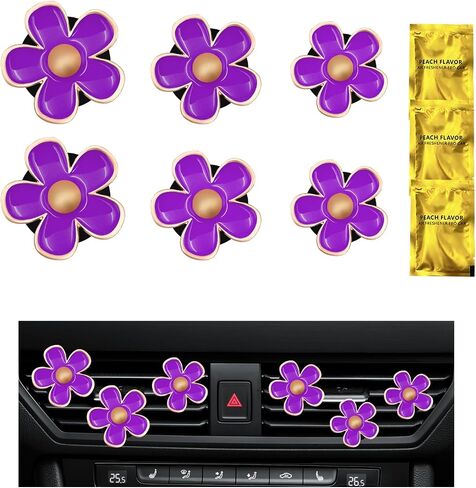 6pcs مقاطع تنفيس للسيارة ، زهرة ، شكل زهرة لطيف ، مقطع منفذ للهواء التلقائي ، مقطع مكيف الهواء ، سحر للنساء للبنات ، إكسسوارات سيارة ديكور داخلية (وردي) in Saudi Arabia