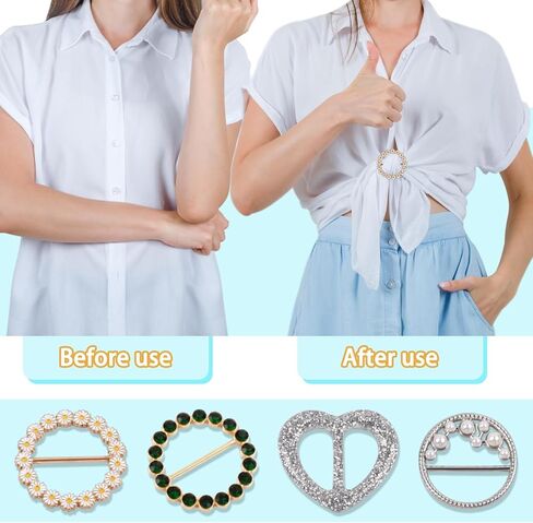 20 PCS قميص روابط مقاطع للنساء ، مقاطع Tshirt للنساء من أجل الجانب ، مقاطع حلقة وشاح مشدود الزاوية المعقدة أزياء القميص الدائرة الدائرة الدائرة ، الذهب/الفضة (الذهب/الفضة) in Kuwait