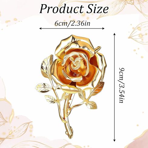 Gold Rose Flower Brooch Pin for Women Men, Fashion Gold Tone Metal Large 3D Blossom Floral Brooches Lapel Pins Retro Suit Hat Dress Accessories Holiday Wedding Jewelry Gift in Saudi Arabia