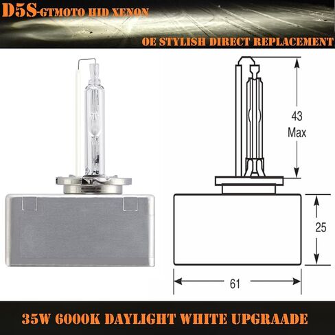 GM 13594523 for Chevy Silverado Equinox Terrain Sierra 1500 HID Headlights D5S Xenon Bulbs, 35W 6000K Cool Bright White Upgrade OEM 25W Yellow Dim Bi-Xenon Projector Lights, 2 Pack in Saudi Arabia