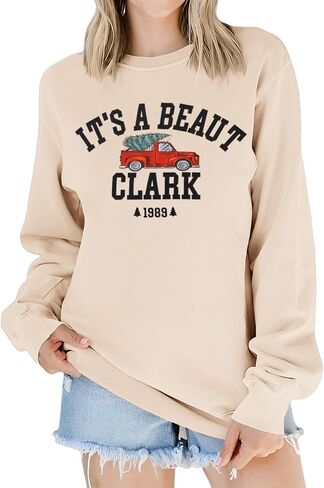 Ritatte Christmas Crewneck Sweatshirt Women ، إنها رسالة تجميل للطباعة Tree Tree Shirt قميص طويل الأكمام. in Saudi Arabia