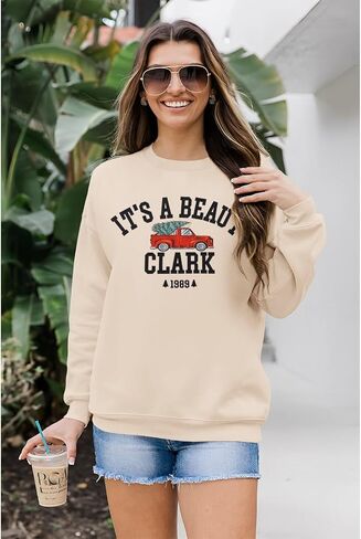 Ritatte Christmas Crewneck Sweatshirt Women ، إنها رسالة تجميل للطباعة Tree Tree Shirt قميص طويل الأكمام. in Saudi Arabia