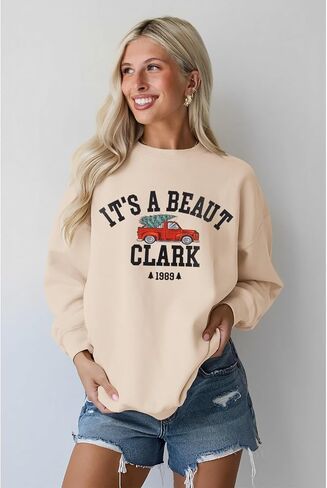 Ritatte Christmas Crewneck Sweatshirt Women ، إنها رسالة تجميل للطباعة Tree Tree Shirt قميص طويل الأكمام. in Saudi Arabia
