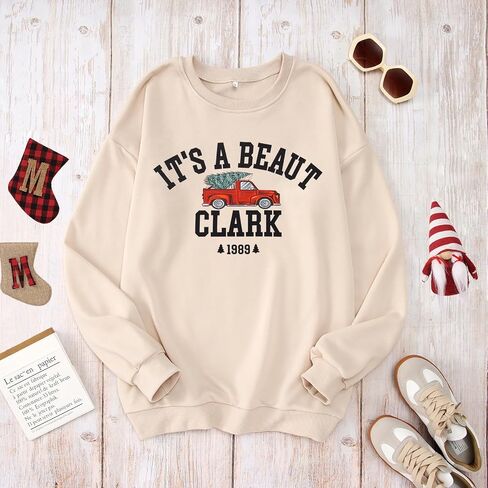 Ritatte Christmas Crewneck Sweatshirt Women ، إنها رسالة تجميل للطباعة Tree Tree Shirt قميص طويل الأكمام. in Saudi Arabia