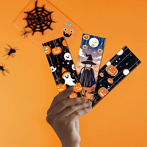 2024 New Design Halloween Paper Bookmarks ，10 Beautifully Designed, Durable, High-Quality Paper Perfect Bookmarks for Men, Women, Students, and Offices! in Saudi Arabia