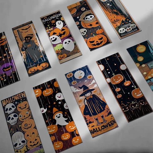 2024 New Design Halloween Paper Bookmarks ，10 Beautifully Designed, Durable, High-Quality Paper Perfect Bookmarks for Men, Women, Students, and Offices! in Saudi Arabia
