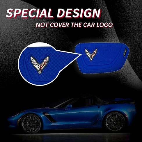 حافظة مفاتيح Key-Fob Shell لـ Corvette C8 - متوافقة مع مفتاح التحكم عن بعد الذكي Corvette C8، سيليكون ممتاز لحماية مفتاح السيارة (ألياف الكربون، 7 أزرار) in Kuwait