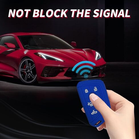 حافظة مفاتيح Key-Fob Shell لـ Corvette C8 - متوافقة مع مفتاح التحكم عن بعد الذكي Corvette C8، سيليكون ممتاز لحماية مفتاح السيارة (ألياف الكربون، 7 أزرار) in Kuwait