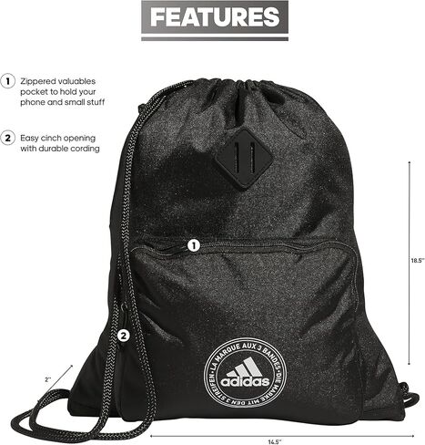 adidas Classic 3S 2.0 Sackpack, Twill Onix Grey/Black, One Size Fits All in Saudi Arabia