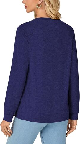 LYANER Women's Long Sleeve Shirts Dressy Casual Blouses T Shirts Crew Neck Pleated Tunic Top in Saudi Arabia