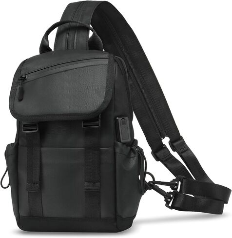 Small Backpack for Women Men with USB Charge Port, Black in Saudi Arabia