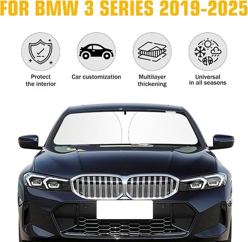 الزجاج الأمامي الظل أشعة الشمس لـ BMW 3 Series 2019-2025 ، واقي قابلة للطي أقنعة Sun لـ BMW 330i 328i 320i 325i 335i ، 300t سيارة الحماية من أشعة الشمس الظل UV. in Kuwait