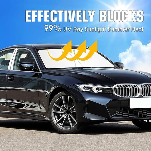 الزجاج الأمامي الظل أشعة الشمس لـ BMW 3 Series 2019-2025 ، واقي قابلة للطي أقنعة Sun لـ BMW 330i 328i 320i 325i 335i ، 300t سيارة الحماية من أشعة الشمس الظل UV. in Kuwait